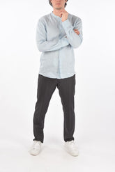 ZZEGNA linen slim fit Mandarin Collar shirt